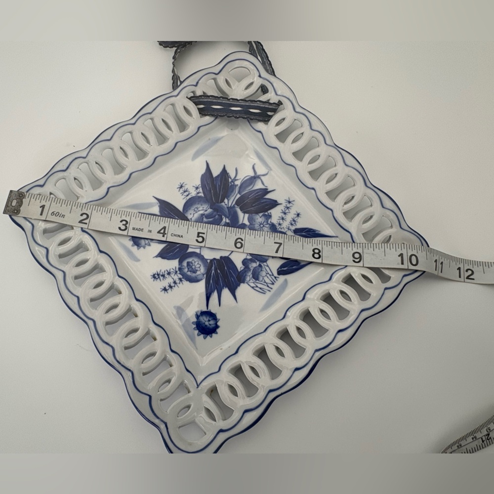 Intricate Vintage Blue and White Floral Ceramic Wall Plate - Picture 8 of 9